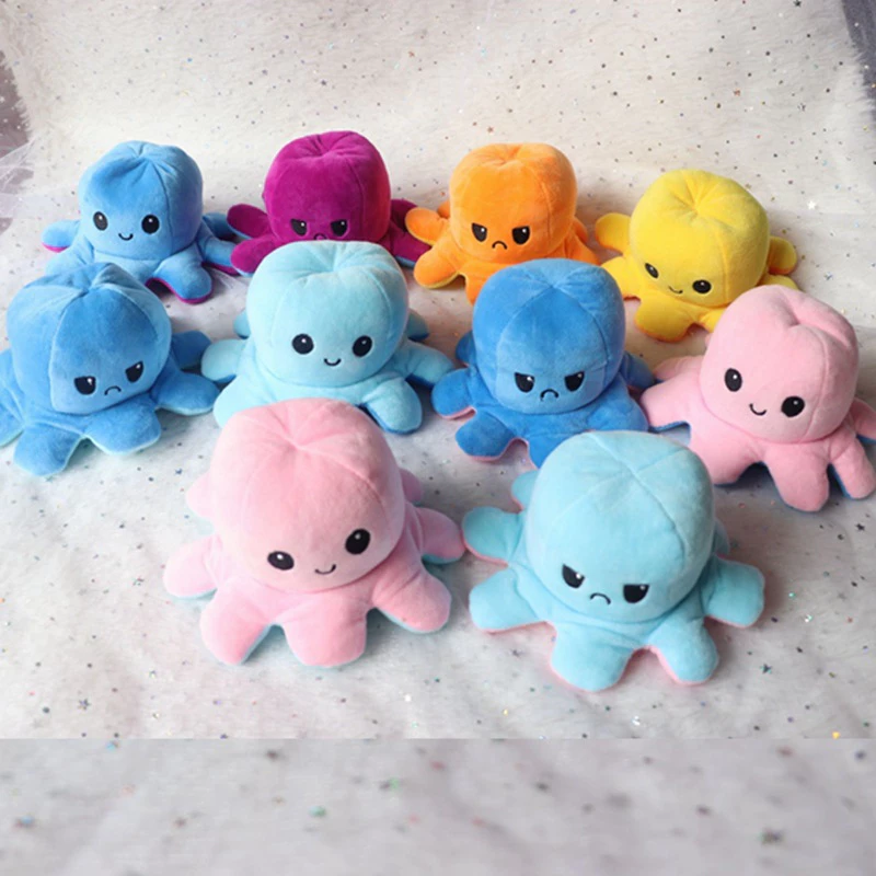 ขายส่งตุ๊กตาปลาหมึกเปลี่ยนหน้า กลับด้านสลับสี พลิกเปลี่ยนสีได้ 100 ชิ้นคละสี