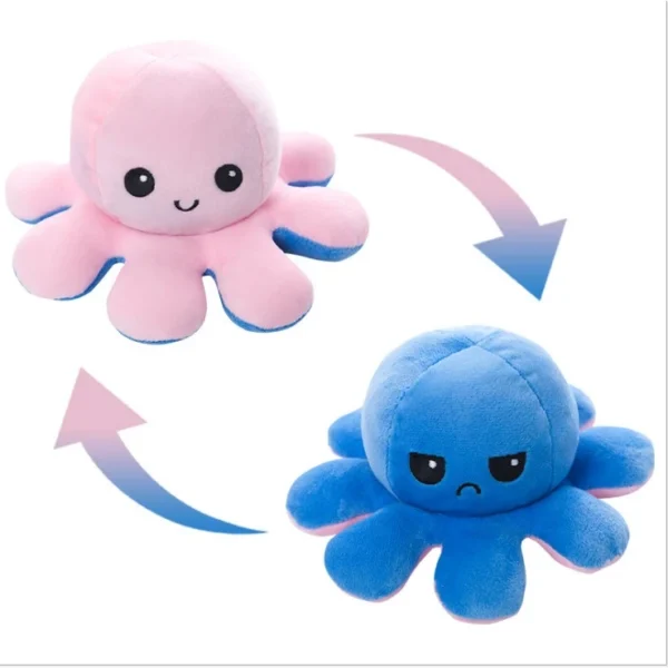 ตุ๊กตาปลาหมึกเปลี่ยนหน้า กลับด้านสลับสี ขนาด 20 cm. (สีฟ้า ชมพู)