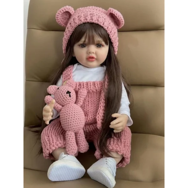 ตุ๊กตาเด็กผู้หญิงผมยาวน่ารักเหมือนจริง ตุ๊กตารีบอร์น ตุ๊กตาไวนิลซิลิโคนแบบเต็มตัว ขนาด 55 ซม.