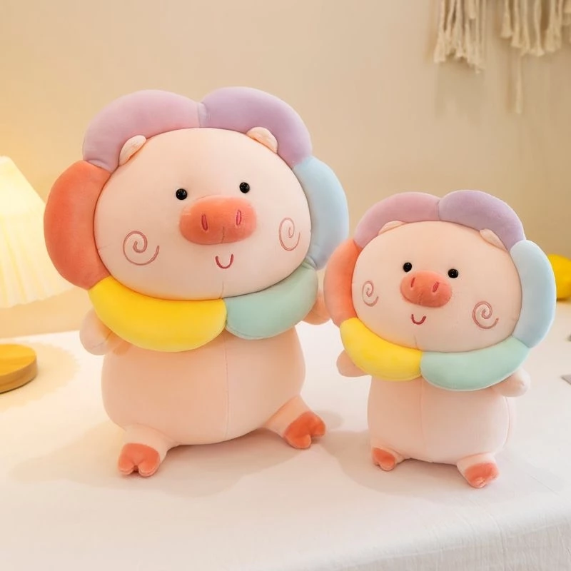 เซ็ตคู่ ตุ๊กตาหมูดอกไม้ น่ารักสีสดใส
